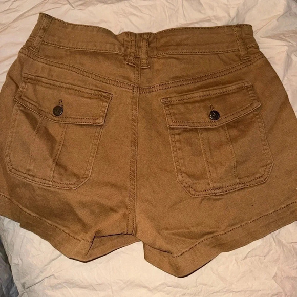 JESSICA SIMPSON INFINITELY IGH WAISTED BROWN KAHKI BUTTON FLY 4 POCKET SHORTS 6 - Picture 4 of 11